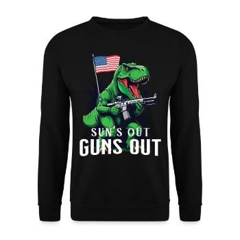 Suns Out Guns Out Funny United States Dinosaur 4th July - Unisex Sweatshirt - black - Front - Alina (178cm) & Michal (187cm)