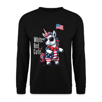 Mignon Licorne des États-Unis 4 de juillet Drapeau américain - Sweat-shirt Unisexe - noir - Devant - Alina (178cm) & Michal (187cm)