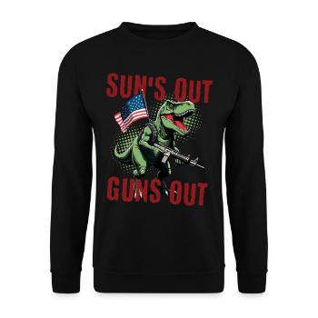 Suns Out Guns Out Funny United States Dinosaur Retro - Unisex Sweatshirt - black - Front - Alina (178cm) & Michal (187cm)
