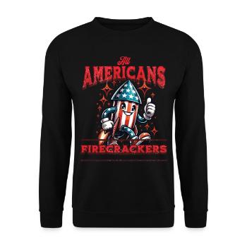 All American Firecrackers Funny Fireworks Design - Unisex Pullover - Schwarz - Vorne - Alina (178cm) & Michal (187cm)
