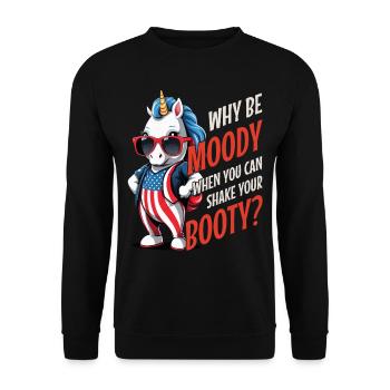 Licorne mignonne des États-Unis Pourquoi être de mauvaise humeur Shake Your Booty - Sweat-shirt Unisexe - noir - Devant - Alina (178cm) & Michal (187cm)
