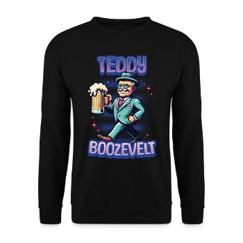 Teddy Boozevelt Parody Funny USA President - Unisex Pullover - Schwarz - Vorne - Alina (178cm) & Michal (187cm)