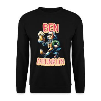 Ben Drunklin Funny USA Parody American Flag - Unisex Pullover - Schwarz - Vorne - Alina (178cm) & Michal (187cm)