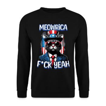 Meowrica Cat 4 De Juillet Chat Heureux Célébrer - Sweat-shirt Unisexe - noir - Devant - Alina (178cm) & Michal (187cm)