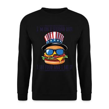 Slogan diététique drôle pour les barbecues du 4 juillet - Sweat-shirt Unisexe - noir - Devant - Alina (178cm) & Michal (187cm)