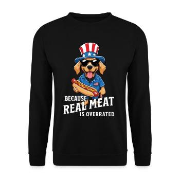 4th Of July American Flag Hotdog BBQ Design - Unisex Pullover - Schwarz - Vorne - Alina (178cm) & Michal (187cm)