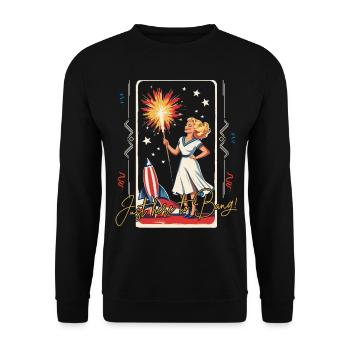 Ici Pour Bang Rétro Vintage Design 4 De Juillet - Sweat-shirt Unisexe - noir - Devant - Alina (178cm) & Michal (187cm)