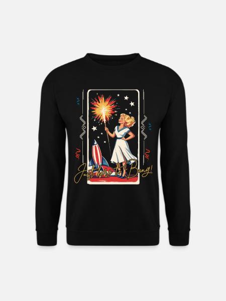 Here To Bang Retro Vintage Design 4th Of July - Unisex Sweatshirt - black