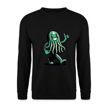 Funny Happy Cthulhu Funny Cthulhu - Unisex Sweatshirt - black - Front - Alina (178cm) & Michal (187cm)