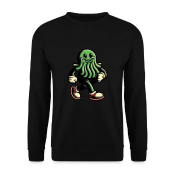 Happy Cthulhu Mascot Funny Monster - Unisex Sweatshirt - black - Front - Alina (178cm) & Michal (187cm)