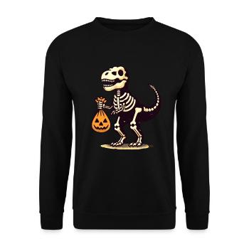 T Rex Dinosaurier Skelett Halloween Kostüm Deko - Unisex Pullover - Schwarz - Vorne - Alina (178cm) & Michal (187cm)