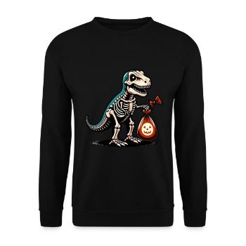 T Rex Dinosaurier Skelett Halloween Kostüm Deko - Unisex Pullover - Schwarz - Vorne - Alina (178cm) & Michal (187cm)