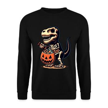 T Rex Dinosaurier Skelett Halloween Deko - Unisex Pullover - Schwarz - Vorne - Alina (178cm) & Michal (187cm)