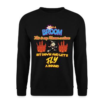 Halloween Costume Decoration Fly With Me I'm A Broom - Unisex Sweatshirt - black - Front - Alina (178cm) & Michal (187cm)