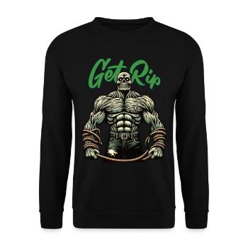 Lustiger Wortspiel Spruch Muskulöser Zombie - Unisex Pullover - Schwarz - Vorne - Alina (178cm) & Michal (187cm)