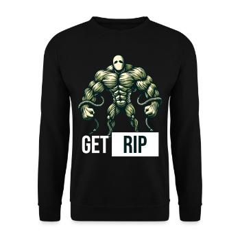 Lustiger Wortspiel Spruch Muskulöser Zombie - Unisex Pullover - Schwarz - Vorne - Alina (178cm) & Michal (187cm)