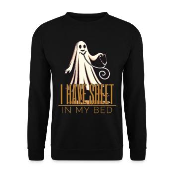 Funny Ghost Saying Halloween Costume - Unisex Sweatshirt - black - Front - Alina (178cm) & Michal (187cm)