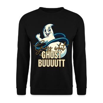 Rate Was? Geister Hintern! Lustiger Geister Spruch - Unisex Pullover - Schwarz - Vorne - Alina (178cm) & Michal (187cm)