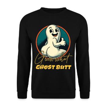 Guess What Ghosts Butt Funny Ghosts Saying - Unisex Sweatshirt - black - Front - Alina (178cm) & Michal (187cm)