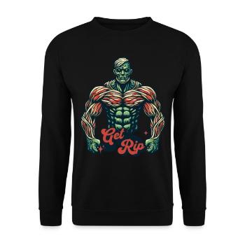lGet RIP Muscular Zombie Bodybuilder - Unisex Sweatshirt - black - Front - Alina (178cm) & Michal (187cm)