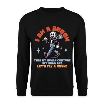 Drôle d’Halloween disant que je suis un balai avec - Sweat-shirt Unisexe - noir - Devant - Alina (178cm) & Michal (187cm)