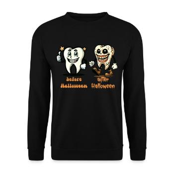 Teeth Before Halloween Funny Saying Design - Unisex Sweatshirt - black - Front - Alina (178cm) & Michal (187cm)