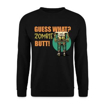 Zombie Butt Funny Saying Halloween Decoration - Unisex Sweatshirt - black - Front - Alina (178cm) & Michal (187cm)