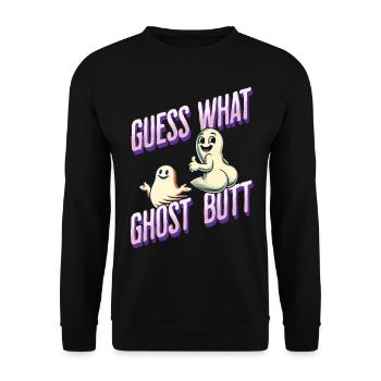 Halloween Kostüm Geister Hintern Lustiger Spruch - Unisex Pullover - Schwarz - Vorne - Alina (178cm) & Michal (187cm)
