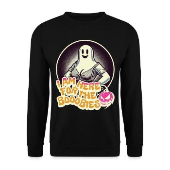 Für Die Boobies Halloween Kostüm Lustiger Spruch - Unisex Pullover - Schwarz - Vorne - Alina (178cm) & Michal (187cm)