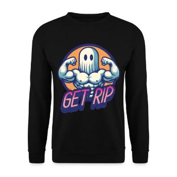 Halloween Kostüm Lustiger Geister Spruch - Unisex Pullover - Schwarz - Vorne - Alina (178cm) & Michal (187cm)