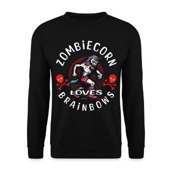 Zombiecorn Loves Brainbows Fête d’Halloween - Sweat-shirt Unisexe - noir - Devant - Alina (178cm) & Michal (187cm)