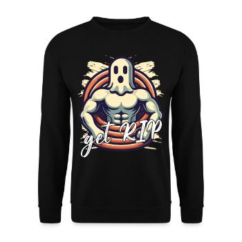 Halloween Kostüm Lustiger Geister Spruch - Unisex Pullover - Schwarz - Vorne - Alina (178cm) & Michal (187cm)