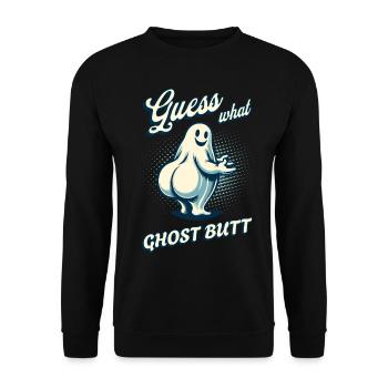 Halloween Costume Ghosts Butt Funny Saying - Unisex Sweatshirt - black - Front - Alina (178cm) & Michal (187cm)