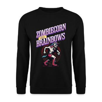 Zombie Einhorn Lustiger Halloween Spruch - Unisex Pullover - Schwarz - Vorne - Alina (178cm) & Michal (187cm)