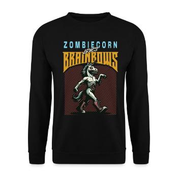 Zombie Einhorn Lustiger Halloween Spruch - Unisex Pullover - Schwarz - Vorne - Alina (178cm) & Michal (187cm)