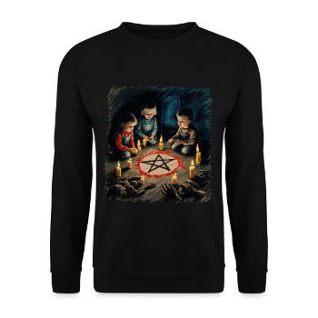 Retro Vintage Design Halloween Lover Outfit - Unisex Sweatshirt - black - Front - Alina (178cm) & Michal (187cm)