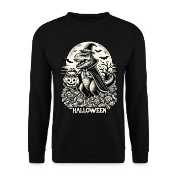 La sorcière drôle d'Halloween T-Rex adore les bonbons - Sweat-shirt Unisexe - noir - Devant - Alina (178cm) & Michal (187cm)
