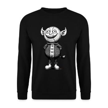 Gruseliges Monster Design Halloween Gnome Outfit - Unisex Pullover - Schwarz - Vorne - Alina (178cm) & Michal (187cm)