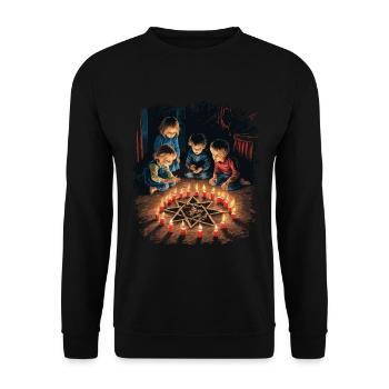 Okkulte Beschwörung Rituale Retro Vintage Design - Unisex Pullover - Schwarz - Vorne - Alina (178cm) & Michal (187cm)