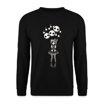 Emo Goth Girl Düsteres Gothic Design - Unisex Pullover - Schwarz - Vorne - Alina (178cm) & Michal (187cm)