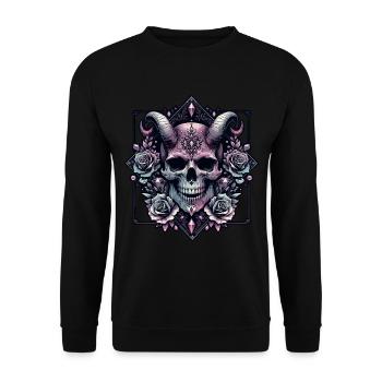 Pastel Goth Aesthetic Düsteres Skull Design - Unisex Pullover - Schwarz - Vorne - Alina (178cm) & Michal (187cm)