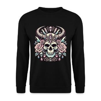 Pastel Goth Aesthetic Düsteres Skull Design - Unisex Pullover - Schwarz - Vorne - Alina (178cm) & Michal (187cm)