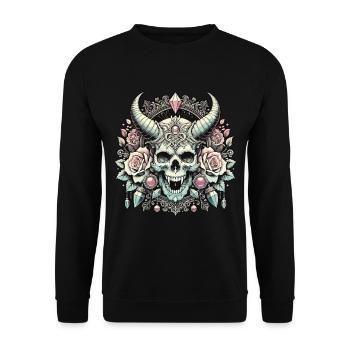 Pastel Goth Aesthetic Düsteres Skull Design - Unisex Pullover - Schwarz - Vorne - Alina (178cm) & Michal (187cm)