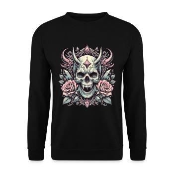 Pastel Goth Aesthetic Dark Skull Design - Unisex Sweatshirt - black - Front - Alina (178cm) & Michal (187cm)