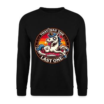 Funny Unicorn Saying Dark Humor Funnier - Unisex Sweatshirt - black - Front - Alina (178cm) & Michal (187cm)