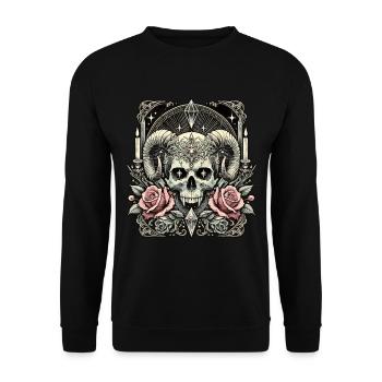 diy halPastel Goth Esthétique Gloomy Skull Design - Sweat-shirt Unisexe - noir - Devant - Alina (178cm) & Michal (187cm)