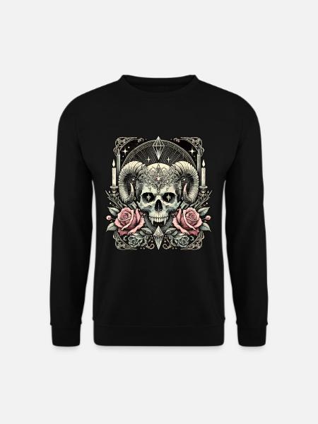 diy halPastel Goth Aesthetic Düsteres Skull Design - Unisex Pullover - Schwarz