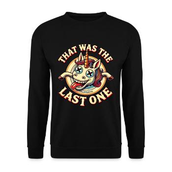 Funny Unicorn Saying Dark Humor Funnier - Unisex Sweatshirt - black - Front - Alina (178cm) & Michal (187cm)
