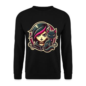 Pastell Goth Style Mürrischer Katzenliebhaber Goth - Unisex Pullover - Schwarz - Vorne - Alina (178cm) & Michal (187cm)