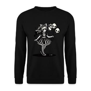 Kawaii Goth Girl Düsteres Gothic Design - Unisex Pullover - Schwarz - Vorne - Alina (178cm) & Michal (187cm)